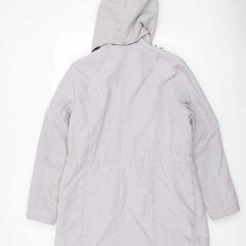 Bonmarché Women’s Grey Hooded Parka Coat Size 14 Lined Casual