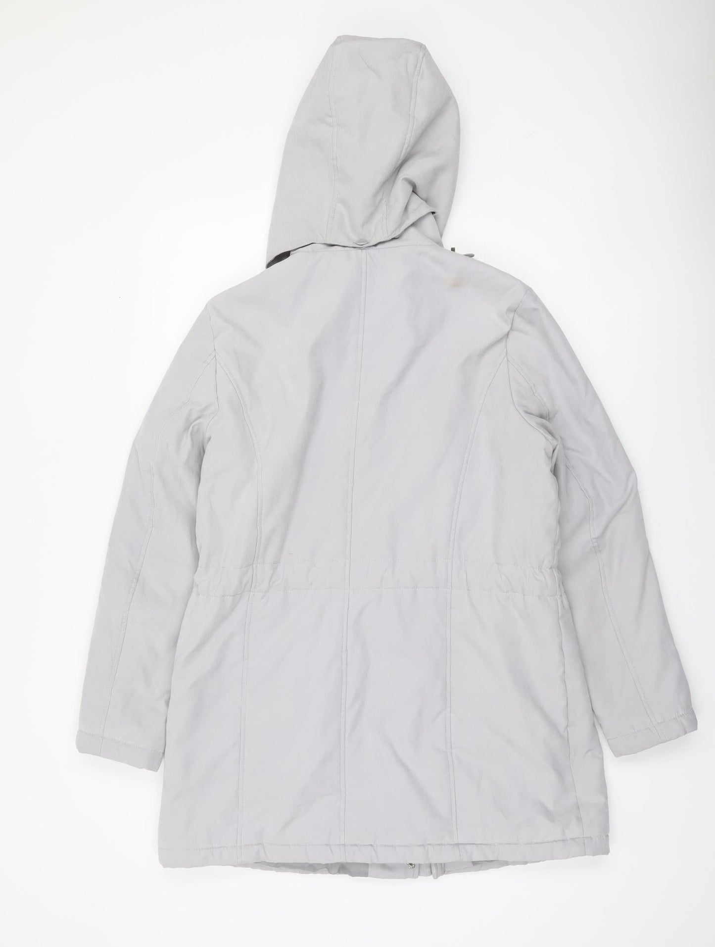 Bonmarché Women’s Grey Hooded Parka Coat Size 14 Lined Casual