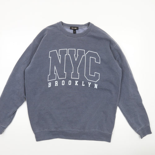 QED London Men's Blue NYC Brooklyn Sweatshirt M Crew Neck