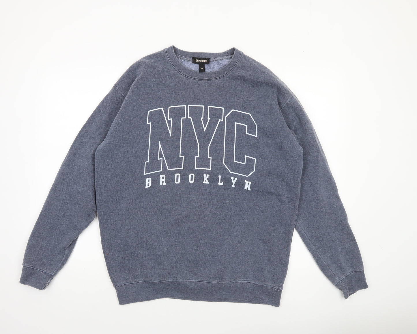 QED London Men's Blue NYC Brooklyn Sweatshirt M Crew Neck