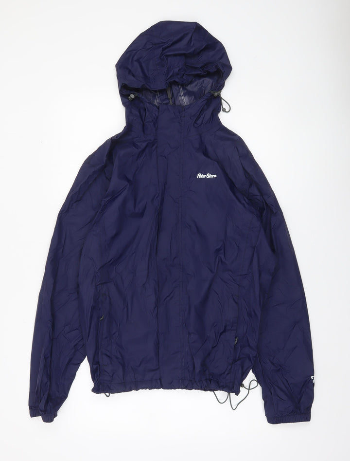 Peter Storm Men's Blue Waterproof Hooded Rain Jacket Size S