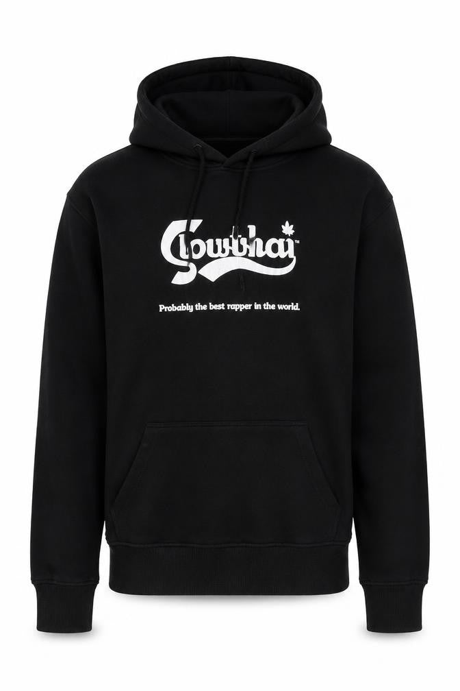 Front view of Blanks Factory Men's Black Pullover Hoodie S Graphic Print