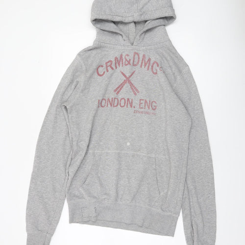 Criminal Damage Men's Grey Pullover Hoodie Large Logo Print Fleece