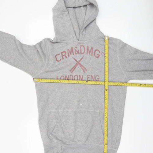 Criminal Damage Men's Grey Pullover Hoodie Large Logo Print Fleece