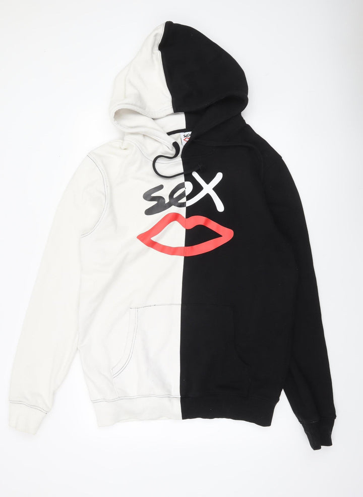 Sex Lips Men's Black & White XL Pullover Graphic Hoodie