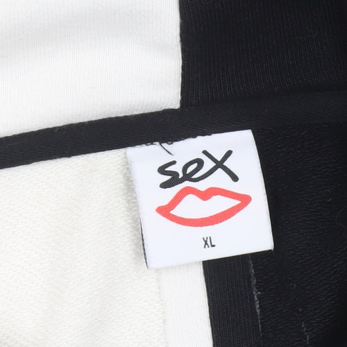 Sex Lips Men's Black & White XL Pullover Graphic Hoodie