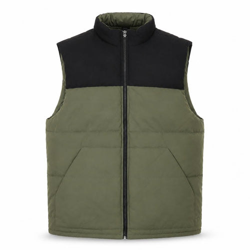 H&M Divided Men's Green Puffer Waistcoat L Regular Full Zip Casual