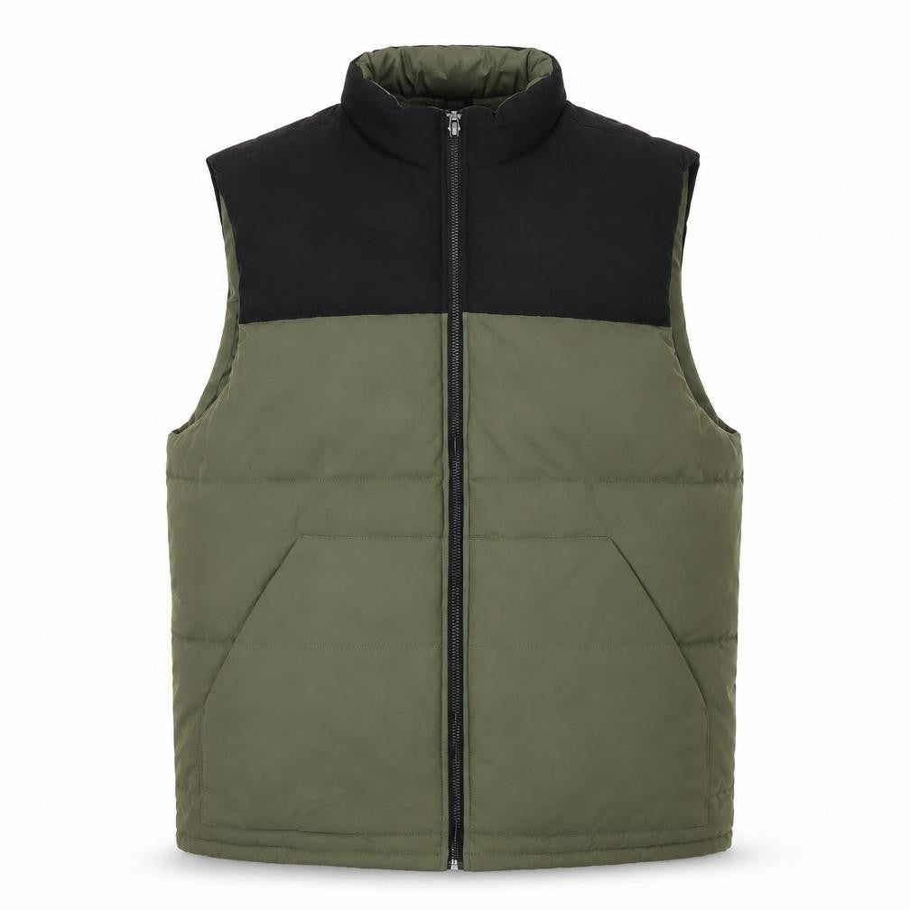 H&M Divided Men's Green Puffer Waistcoat L Regular Full Zip Casual