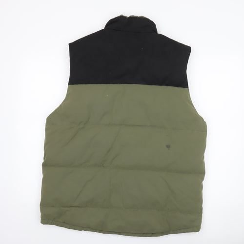 H&M Divided Men's Green Puffer Waistcoat L Regular Full Zip Casual