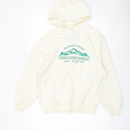 Threadbare Women’s Ivory Pullover Hoodie XS Cotton Blend Aspen Print