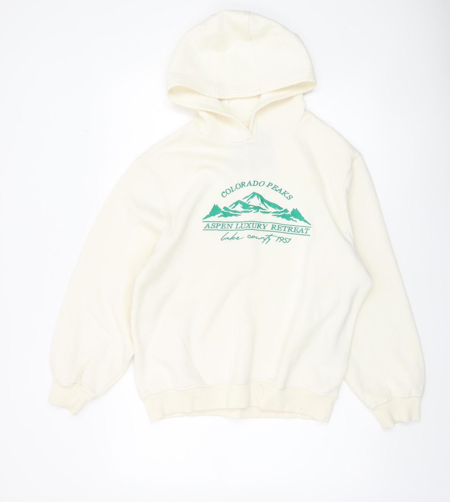 Threadbare Women’s Ivory Pullover Hoodie XS Cotton Blend Aspen Print