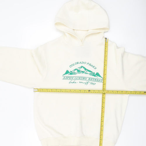 Threadbare Women’s Ivory Pullover Hoodie XS Cotton Blend Aspen Print