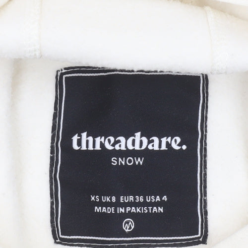Threadbare Women’s Ivory Pullover Hoodie XS Cotton Blend Aspen Print
