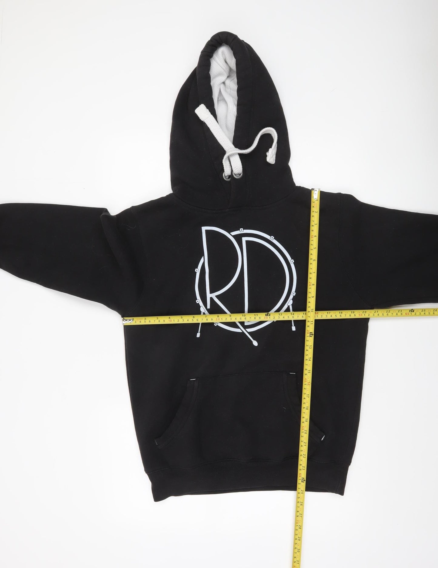 Rhythm Dynamics Men’s Black Pullover Hoodie S Music Logo Fleece