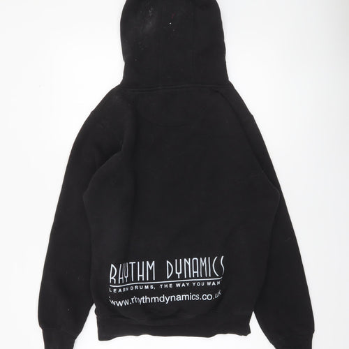 Rhythm Dynamics Men’s Black Pullover Hoodie S Music Logo Fleece