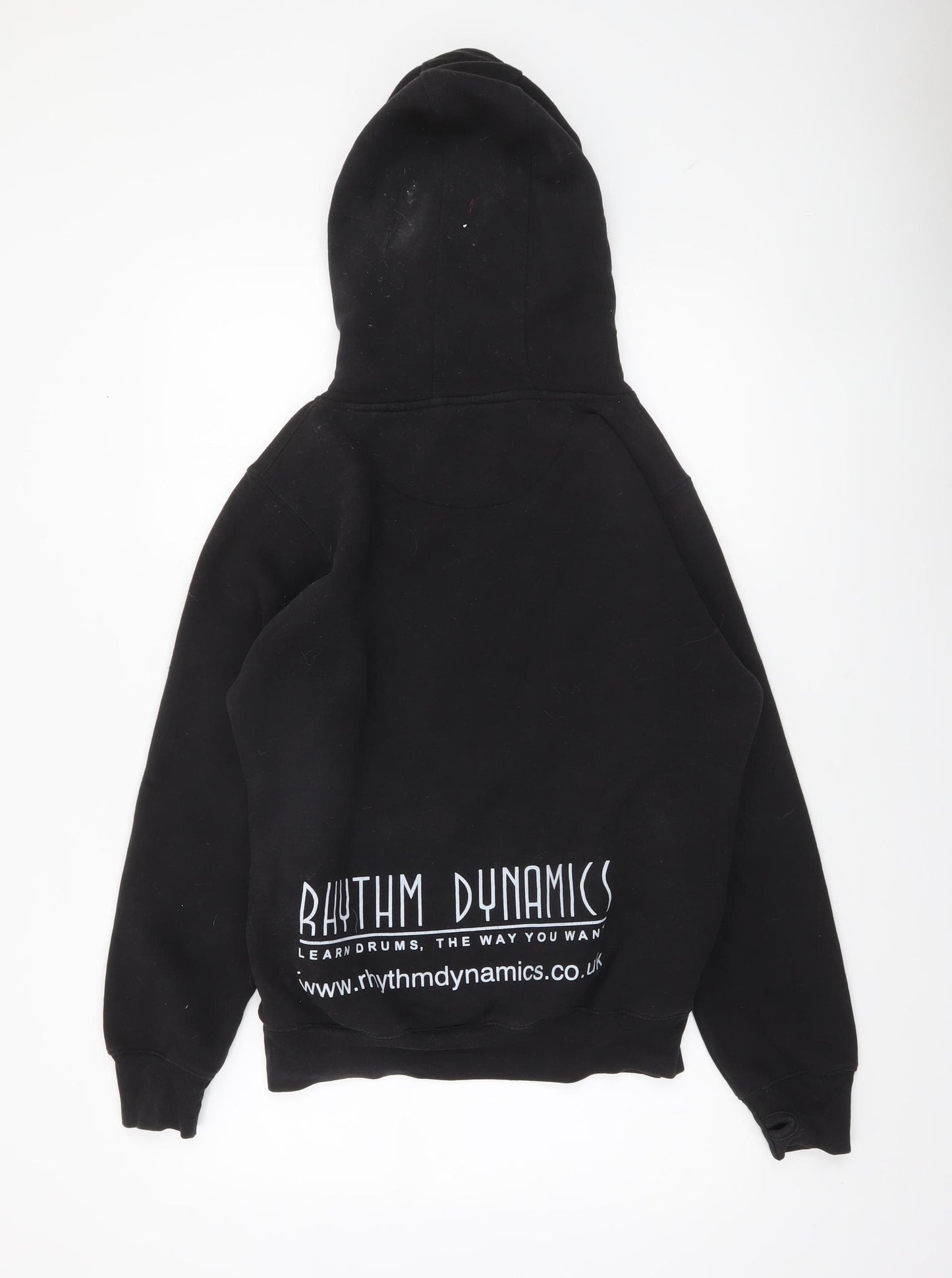 Rhythm Dynamics Men’s Black Pullover Hoodie S Music Logo Fleece