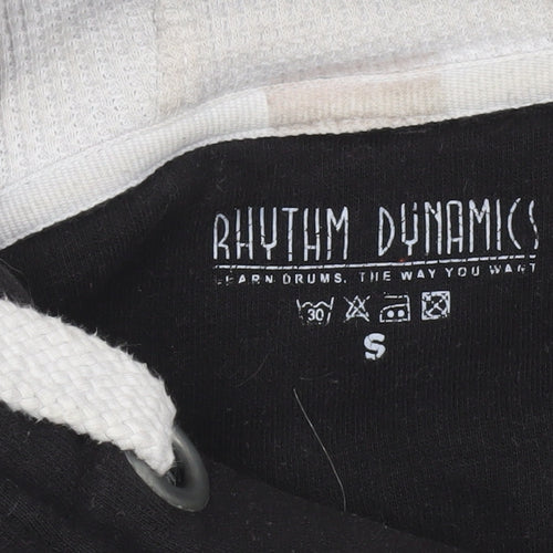 Rhythm Dynamics Men’s Black Pullover Hoodie S Music Logo Fleece