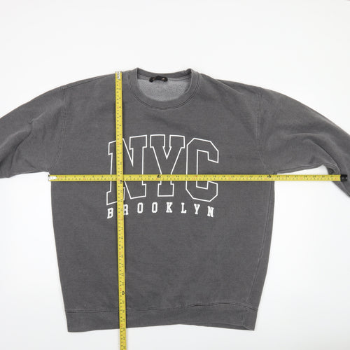QED London Men's Grey NYC Brooklyn Sweatshirt L Pullover Crew Neck