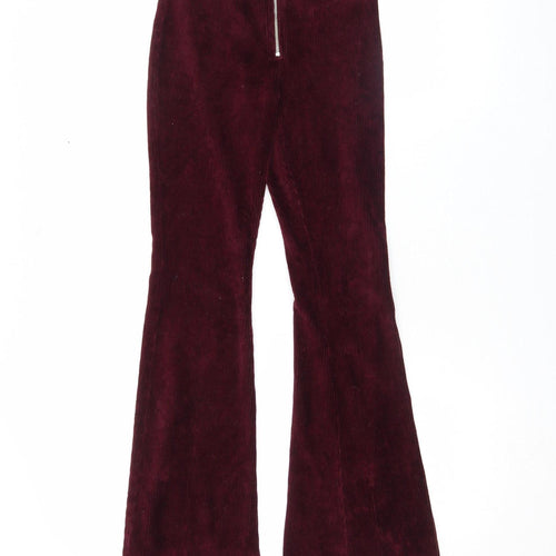 Topshop Petite Women's Red Corduroy Flared Trousers UK 6