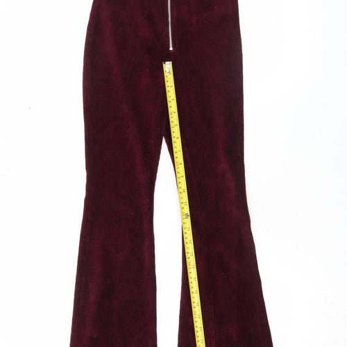 Topshop Petite Women's Red Corduroy Flared Trousers UK 6