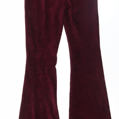 Topshop Petite Women's Red Corduroy Flared Trousers UK 6