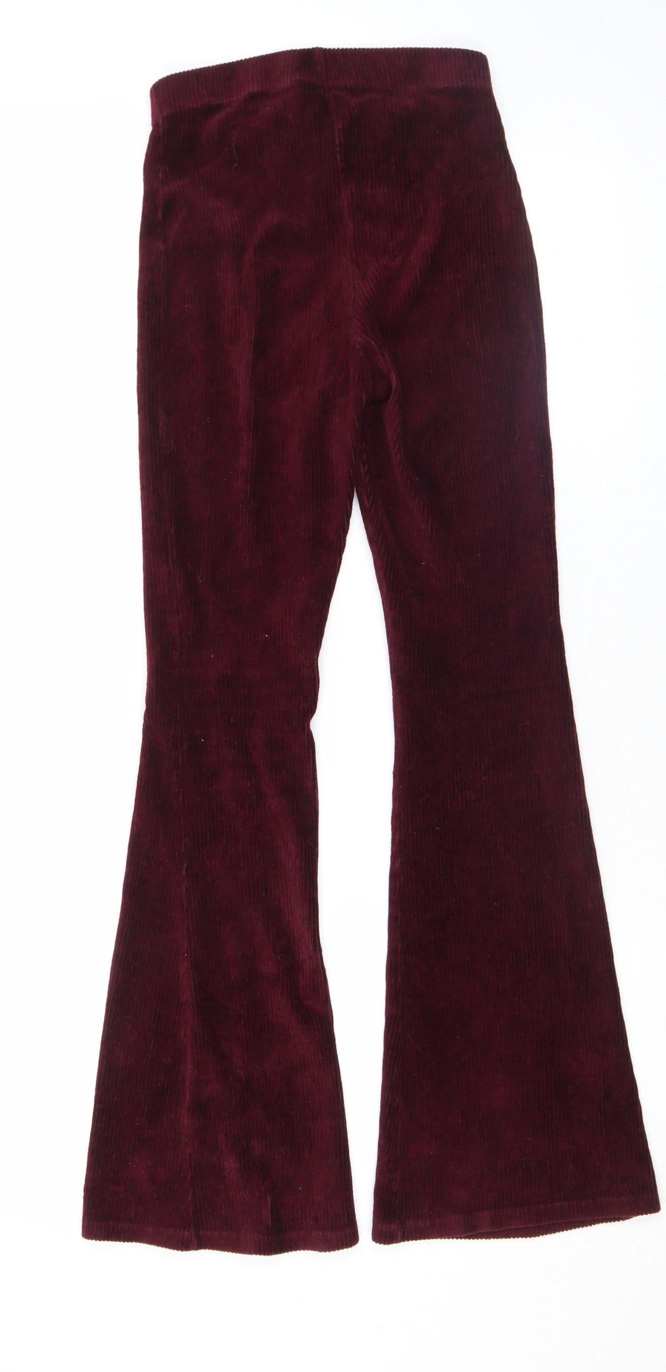 Topshop Petite Women's Red Corduroy Flared Trousers UK 6