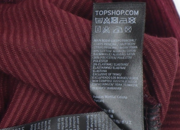 Topshop Petite Women's Red Corduroy Flared Trousers UK 6