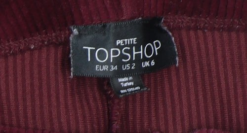 Topshop Petite Women's Red Corduroy Flared Trousers UK 6