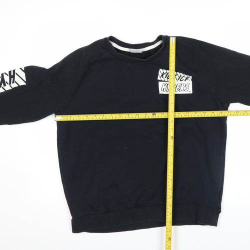 Li-Ning Boys Black Pullover Sweatshirt L Graphic Sports Logo Crew Neck