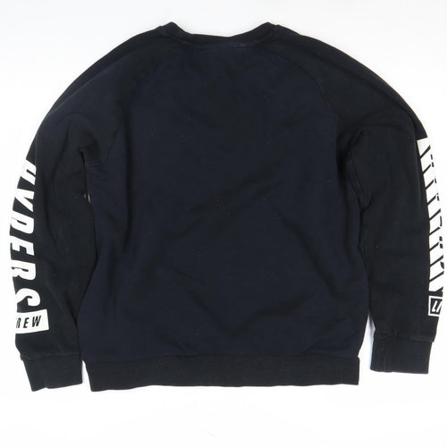 Li-Ning Boys Black Pullover Sweatshirt L Graphic Sports Logo Crew Neck
