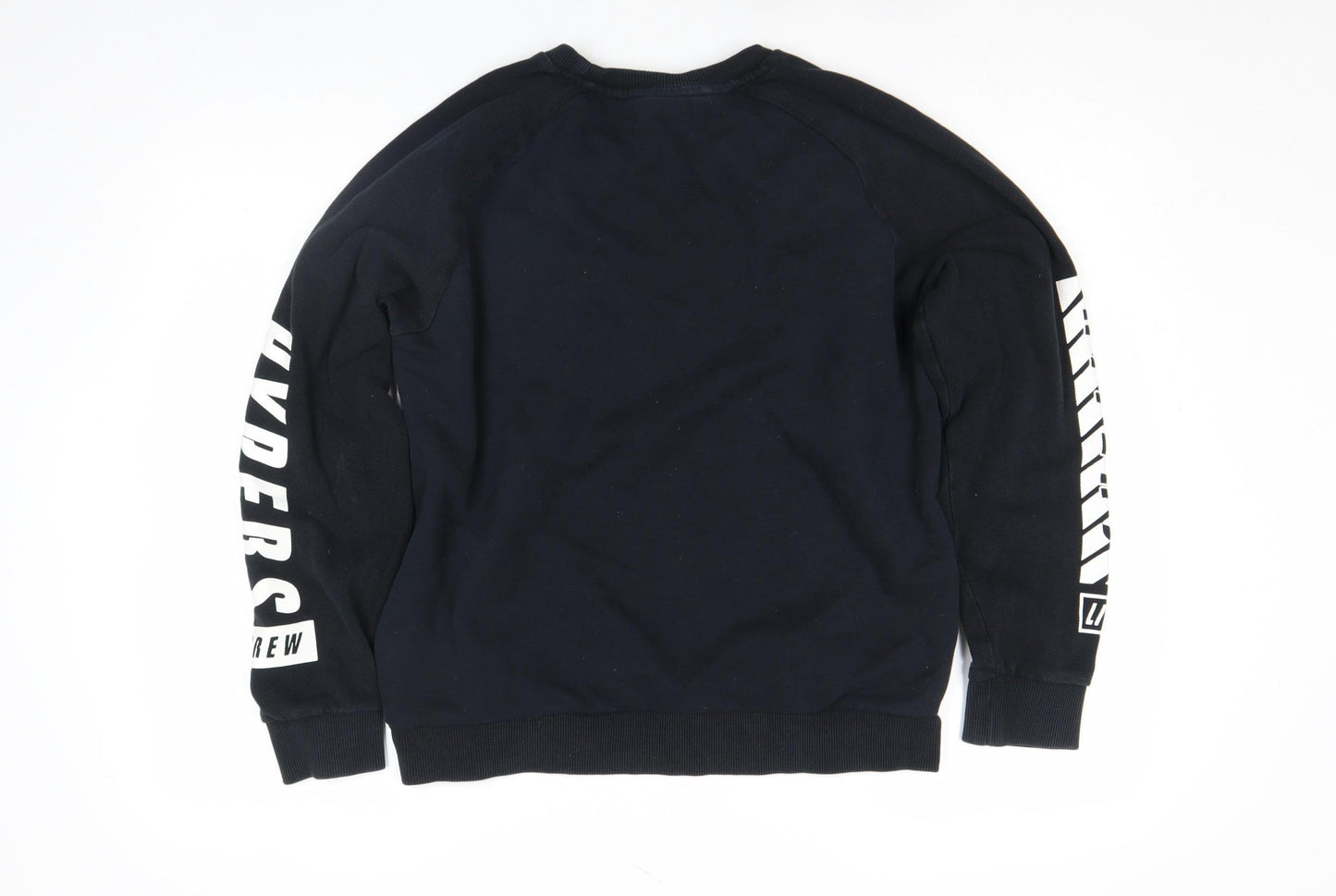 Li-Ning Boys Black Pullover Sweatshirt L Graphic Sports Logo Crew Neck