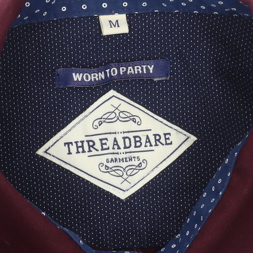 Threadbare Men's Red Long Sleeve Regular Fit Cotton Shirt M