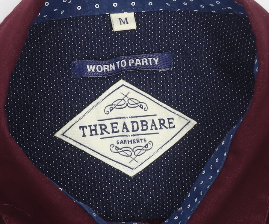 Threadbare Men's Red Long Sleeve Regular Fit Cotton Shirt M