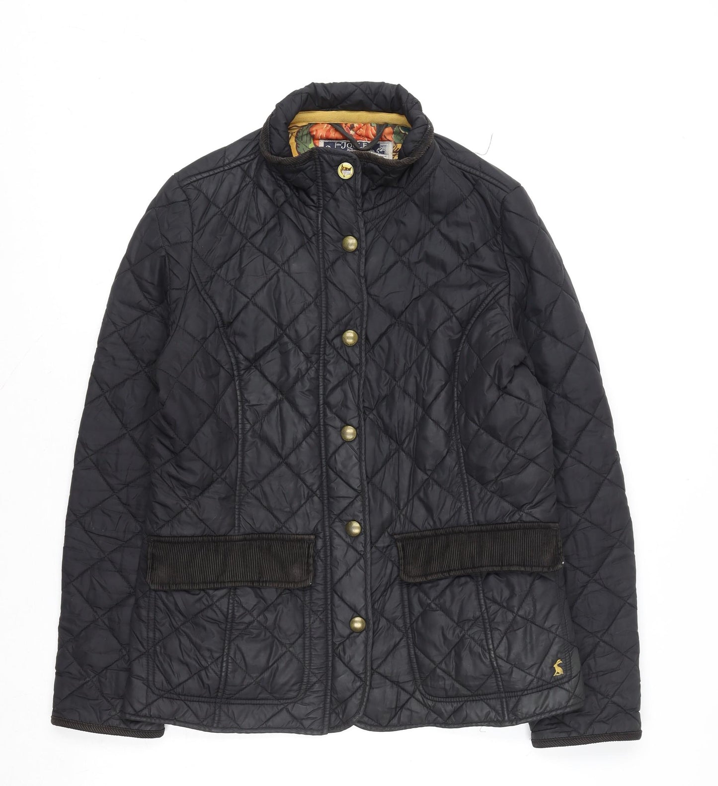 Joules Womens Black Quilted Mid-Length Jacket Size 14
