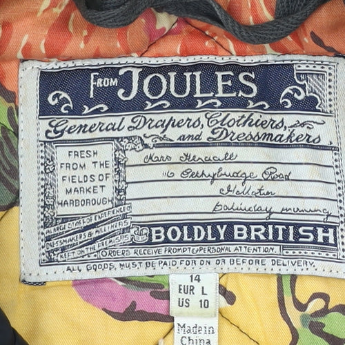 Joules Womens Black Quilted Mid-Length Jacket Size 14