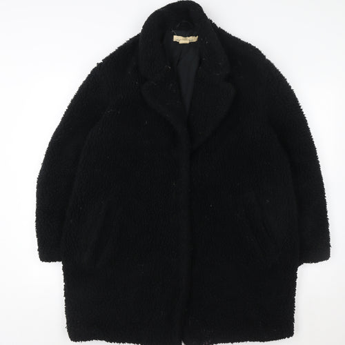 L.O.G.G. Womens Black Teddy Fleece Coat Size 10 Relaxed Fit Overcoat