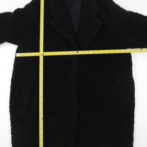 L.O.G.G. Womens Black Teddy Fleece Coat Size 10 Relaxed Fit Overcoat