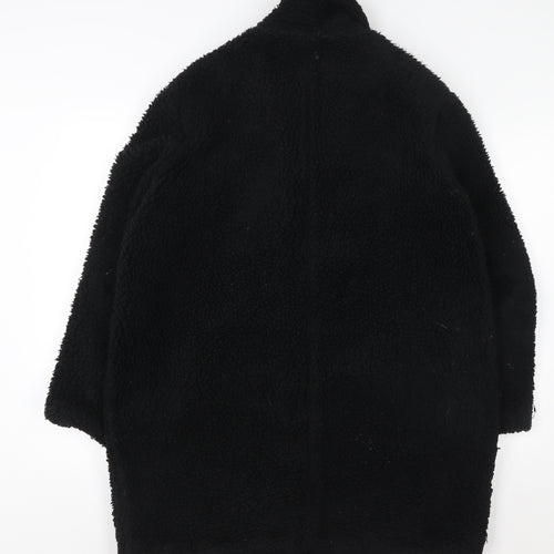 L.O.G.G. Womens Black Teddy Fleece Coat Size 10 Relaxed Fit Overcoat