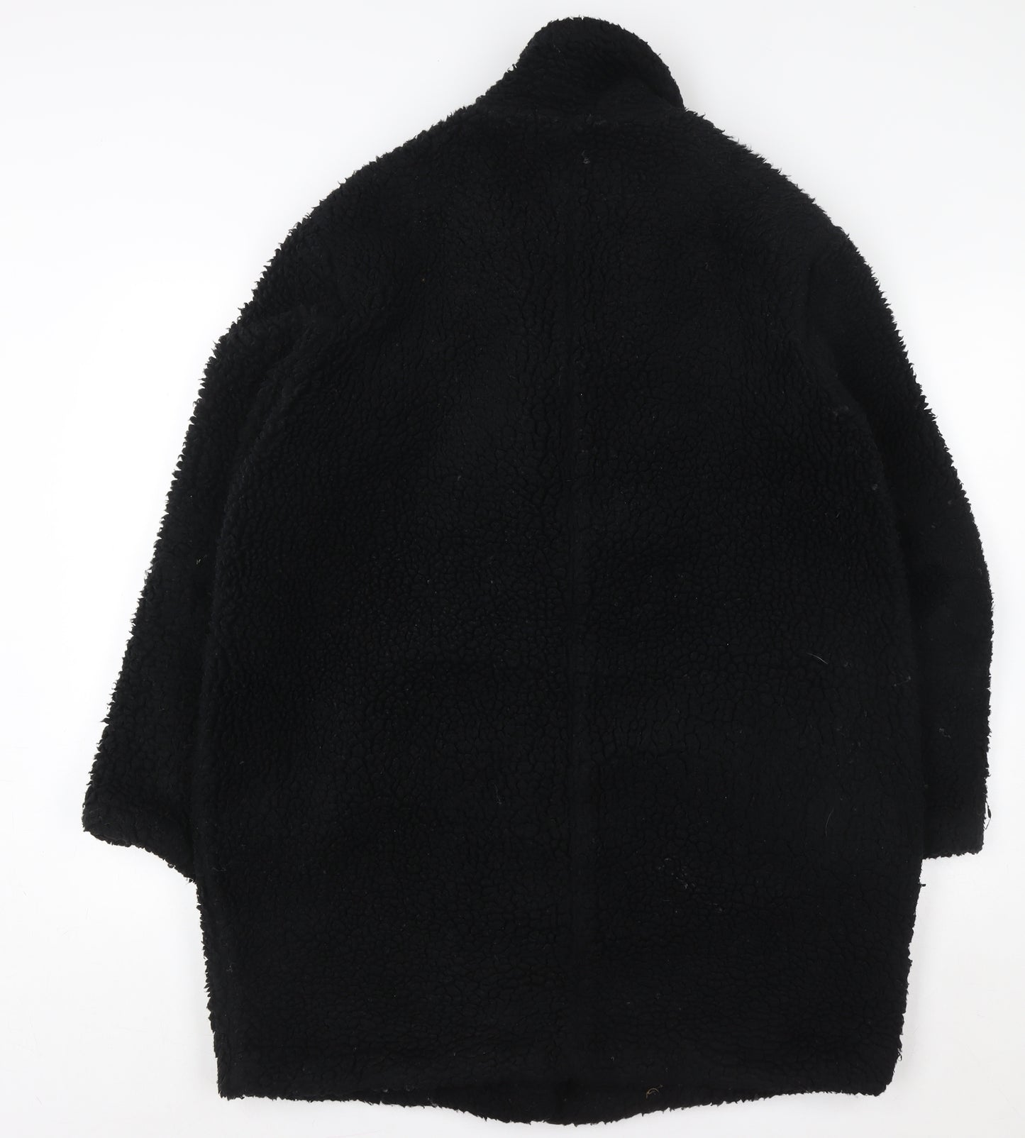 L.O.G.G. Womens Black Teddy Fleece Coat Size 10 Relaxed Fit Overcoat