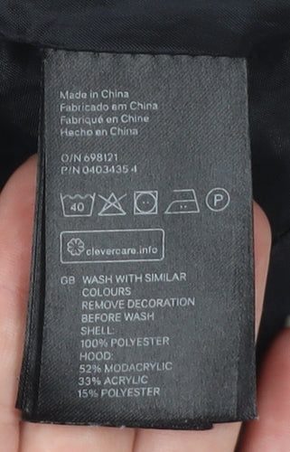 L.O.G.G. Womens Black Faux Fur Hooded Puffer Jacket Size 14