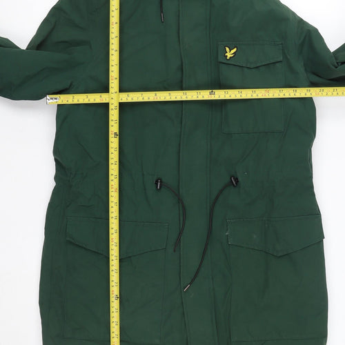 Lyle & Scott Men's Green Parka Jacket Faux Fur Hood Size S