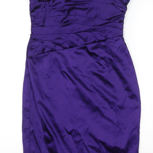 Oasis Women’s Purple Satin Strapless Sheath Dress Size 10