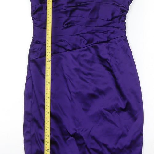 Oasis Women’s Purple Satin Strapless Sheath Dress Size 10