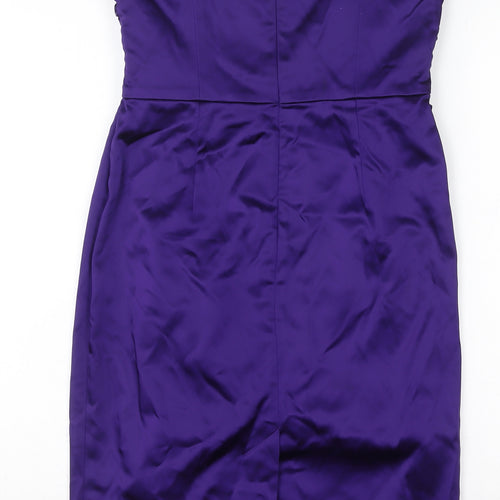 Oasis Women’s Purple Satin Strapless Sheath Dress Size 10