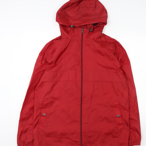 Marks and Spencer Men's Red Hooded Windbreaker Jacket L