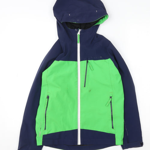 Regatta Boys Green Blue Waterproof Ski Jacket Age 11-12 Years Hooded