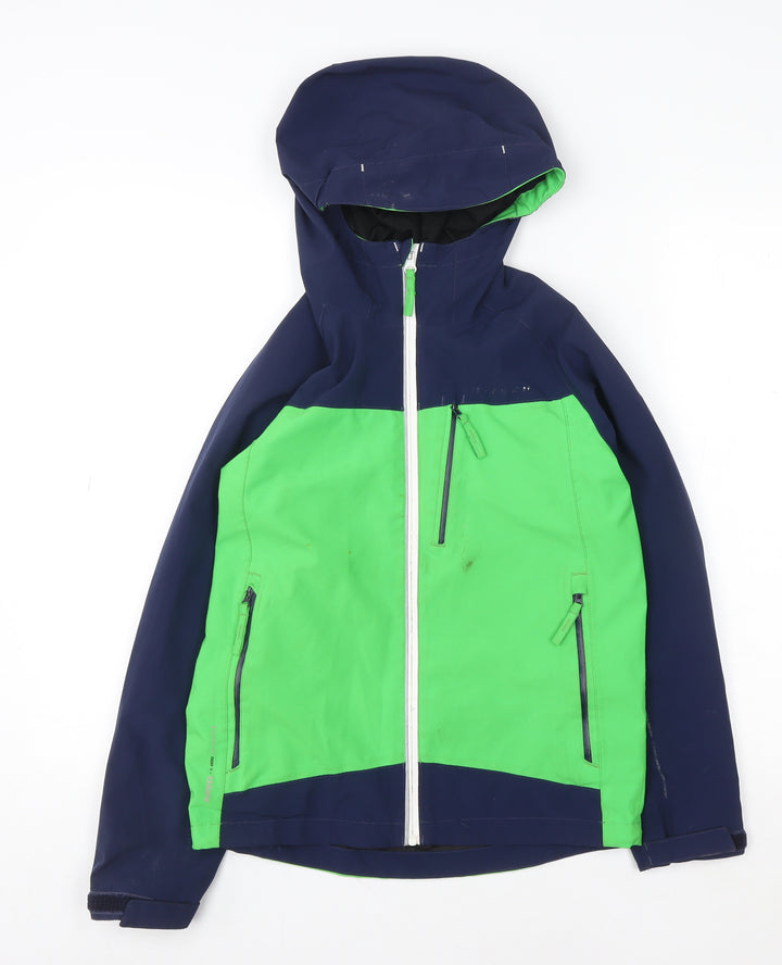 Regatta Boys Green Blue Waterproof Ski Jacket Age 11-12 Years Hooded