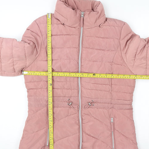 Principles Womens Pink Size 12 Puffer Jacket Lightweight Zip Coat