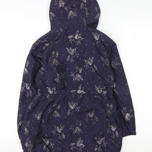 Matalan Girls Navy Unicorn Hooded Rain Coat 9 Years Water Resistant