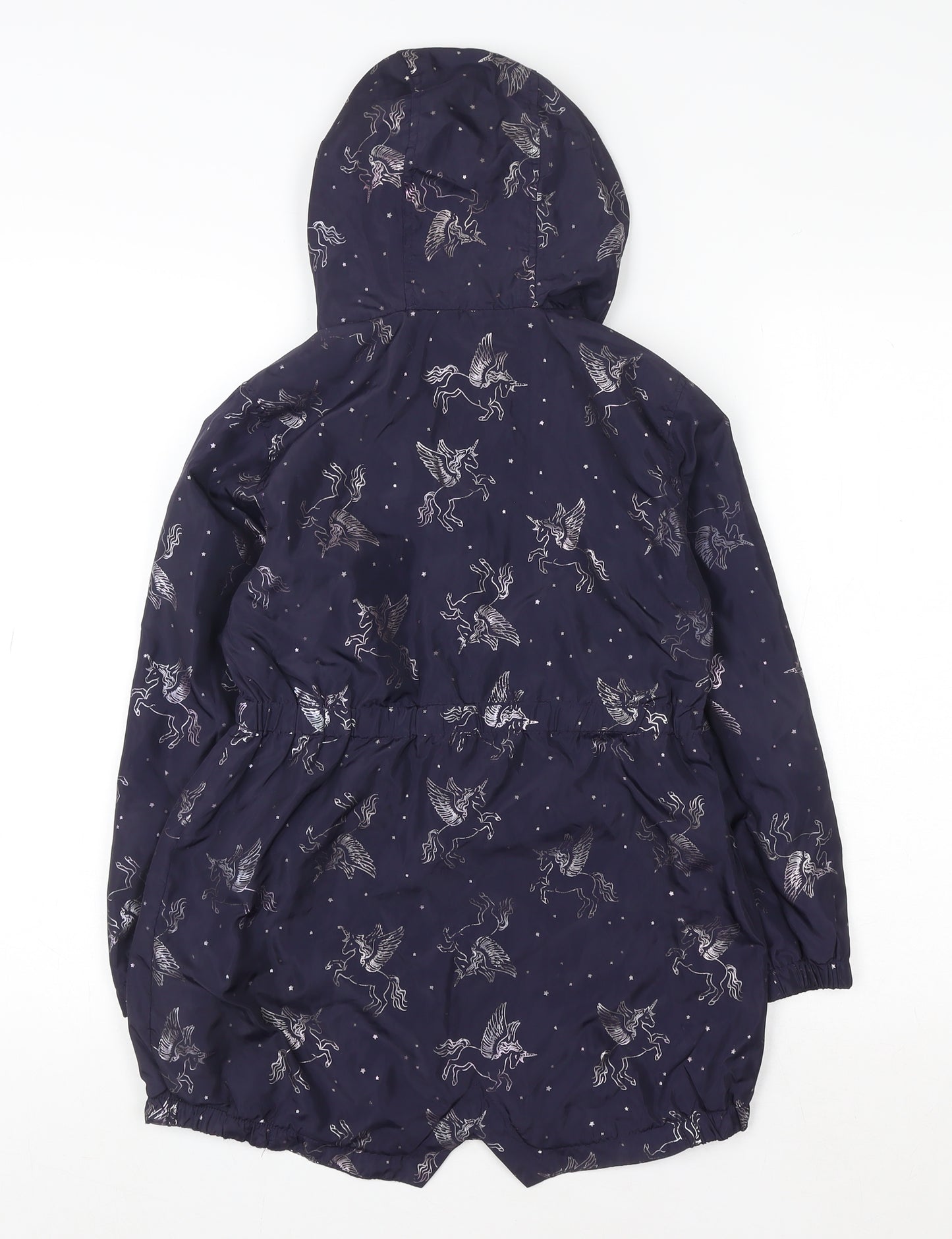 Matalan Girls Navy Unicorn Hooded Rain Coat 9 Years Water Resistant